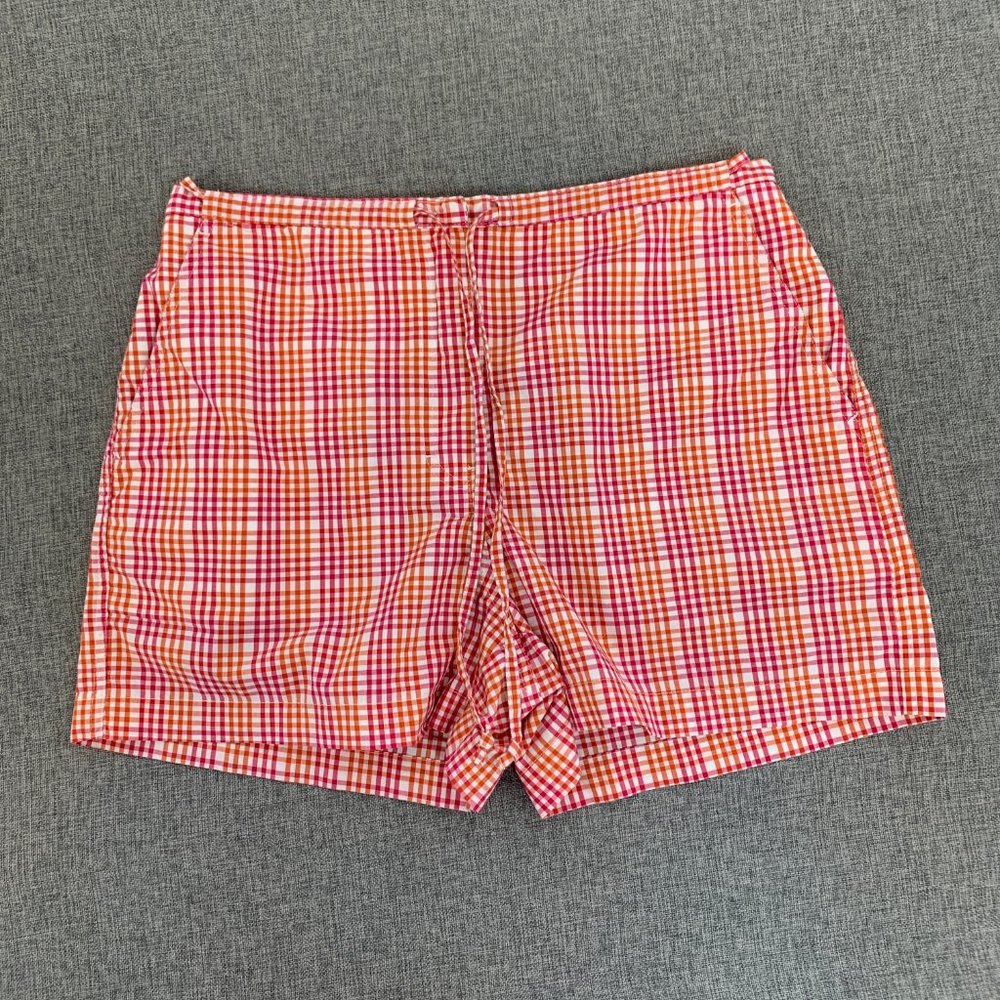 The Limited Women's Plaid shorts‎ Drawstring Size 6 Red Orange white 100% Cotton
